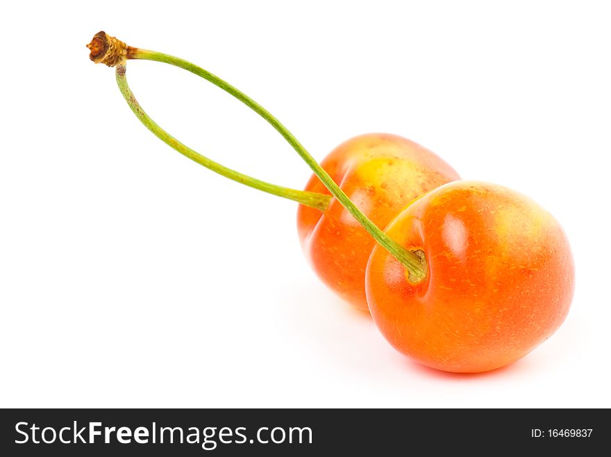 Berries ripe cherry on a white isolated background. Studio. Berries ripe cherry on a white isolated background. Studio