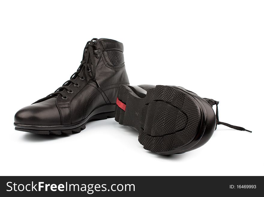 Black shoes isolated on white, easy and convenient