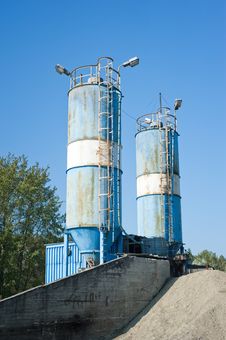 Blue Cement Silos In The Cement Factory Royalty Free Stock Images Blue Cement Silos In The Cement Factory Royalty Free Stock Images