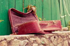 Vintage Weathered Leather Suitcase Stock Photos Vintage Weathered Leather Suitcase Stock Photos