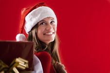 Smiling Santa Girl With Gifts Royalty Free Stock Photos Smiling Santa Girl With Gifts Royalty Free Stock Photos