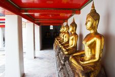 Row Of Golden Buddha Statue Royalty Free Stock Photo