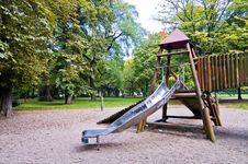 Slides In Park During Autumn, Wide Range Of Colors Royalty Free Stock Image