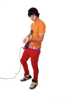 Teen Boy With Guitar. Royalty Free Stock Images