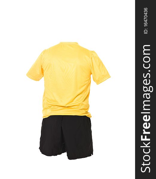 Yellow Football Shirt With Black Shorts