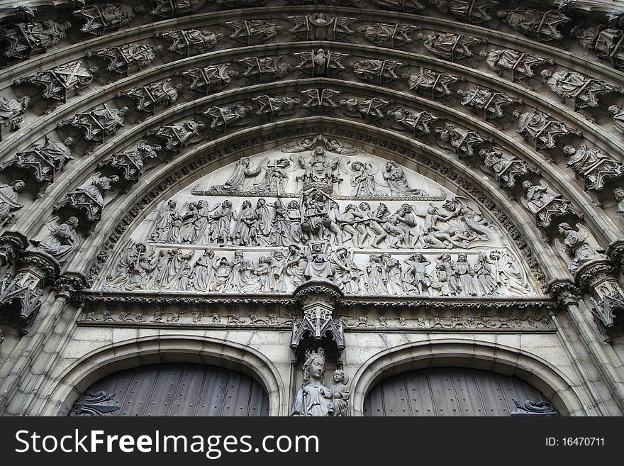 The gate decoration of Cathedral of our Lady, Antwerp, Belgium.