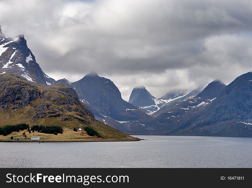 View with mountains and the sea, Norway. View with mountains and the sea, Norway