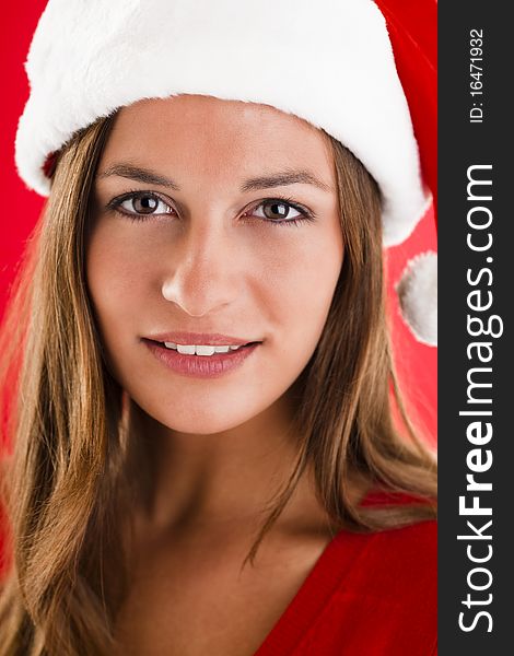 Close-up of a beautiful and sweet Santa Girl. Close-up of a beautiful and sweet Santa Girl