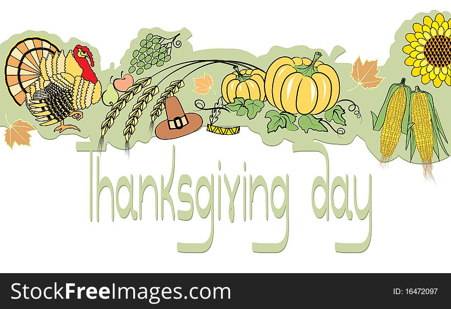 Turkey banner.Vector thanksgiving background. Turkey banner.Vector thanksgiving background