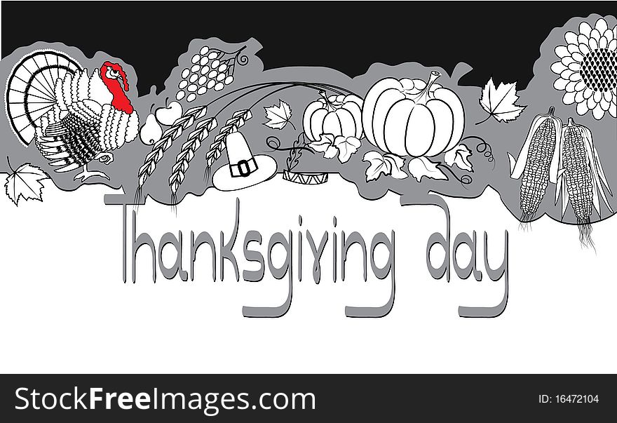 Turkey banner.Vector thanksgiving background. Turkey banner.Vector thanksgiving background