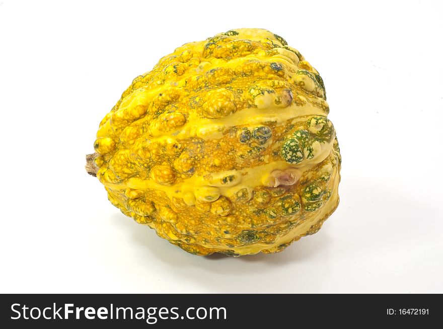 A pumpkin eastern yellow on white background. A pumpkin eastern yellow on white background