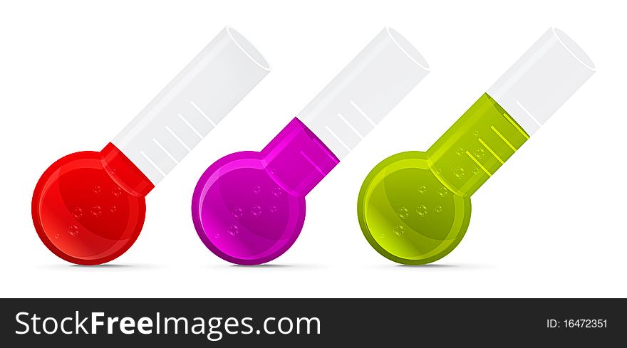Chemical test tubes icons on white