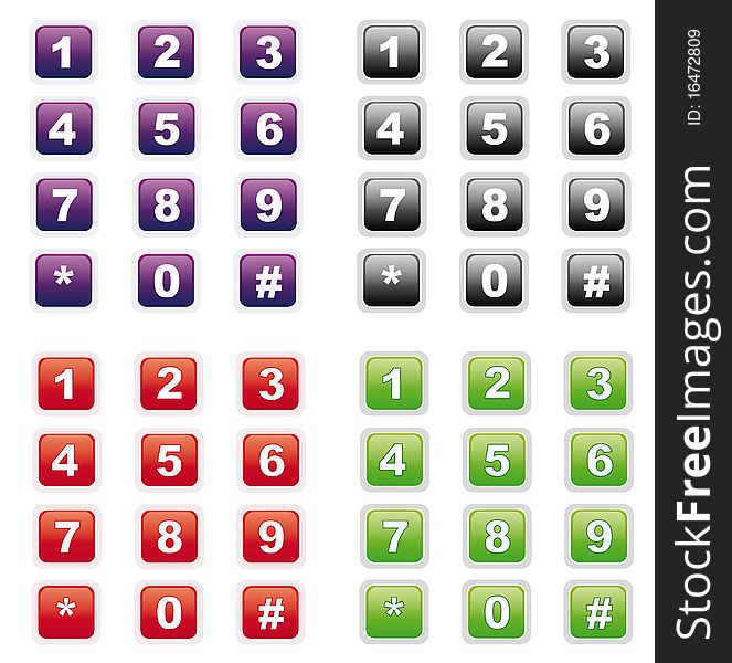 A variety of shiny number buttons which also include the hash key and asterisk.