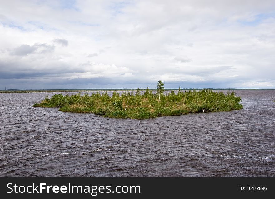 Drowned island on Beloe (White) lake, Vologda region, Northern Russia. Drowned island on Beloe (White) lake, Vologda region, Northern Russia.
