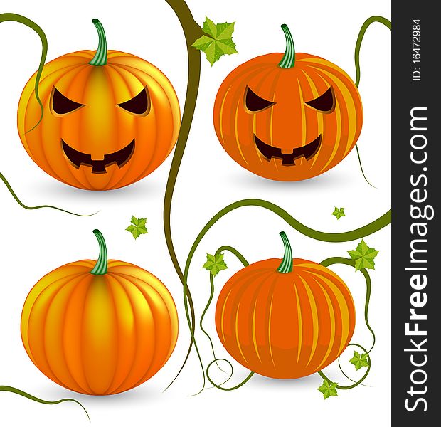 Vector halloween pumpkins. One gradient mesh version and one simple version.
