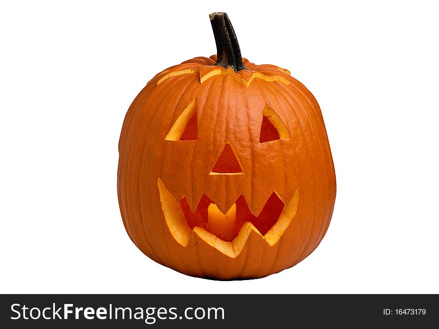 Scary Halloween pumpkins isolated on white