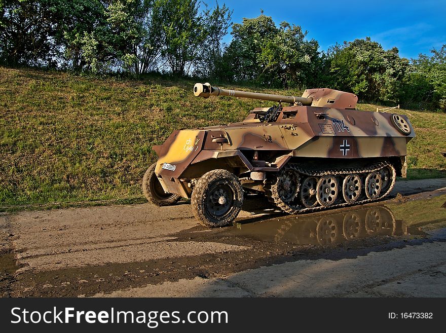 Old army armoured carrier camouflage