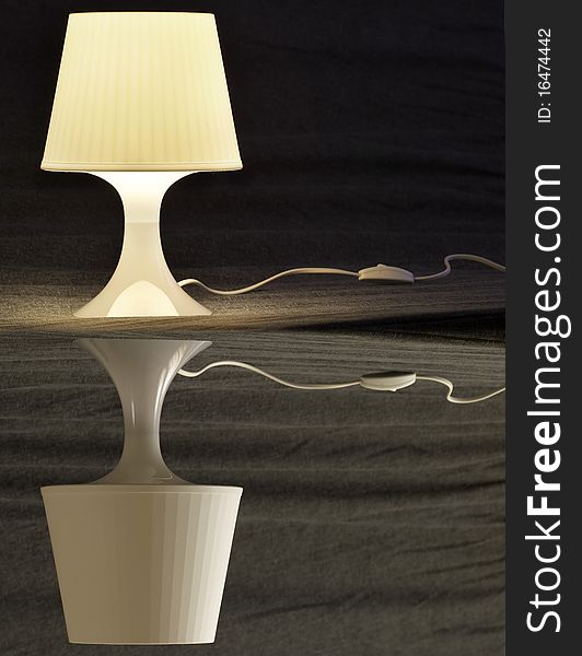 Bedroom lamp with and without light over dark gray background. Bedroom lamp with and without light over dark gray background