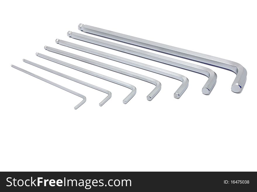 Hex keys are isolated on a white background