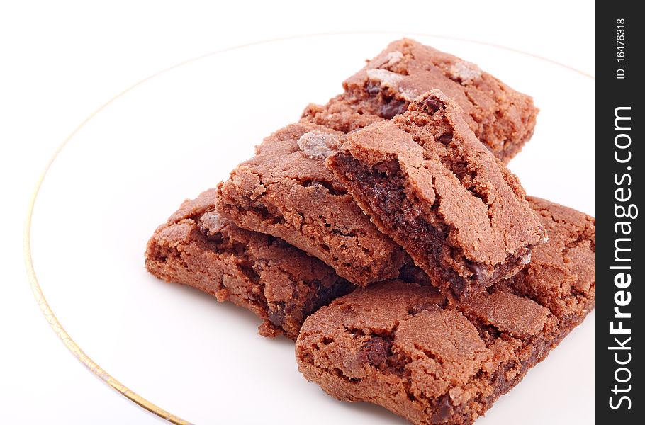 Crispy chocolate cookies on white