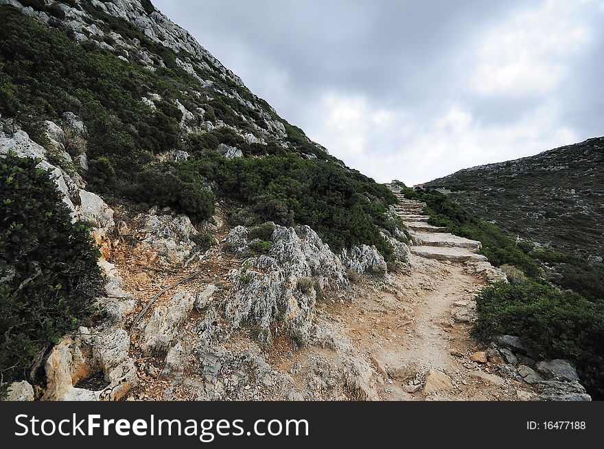 Stairway in Mountains in western Crete, Greece
