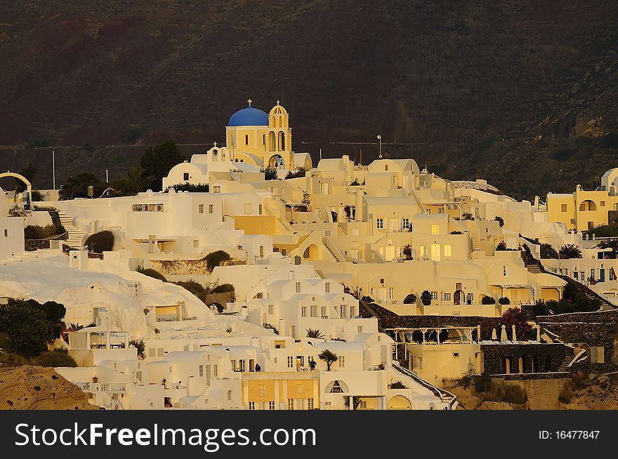 Santorini Island from Greek Cyclades archipelago at sunny day