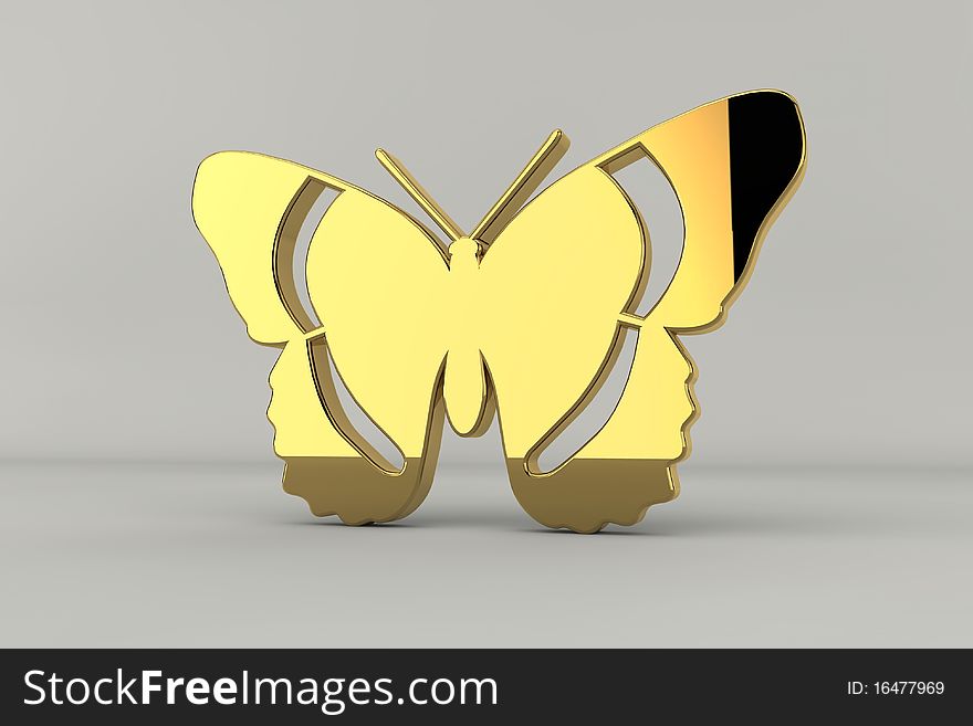 Golden butterfly shape in 3d