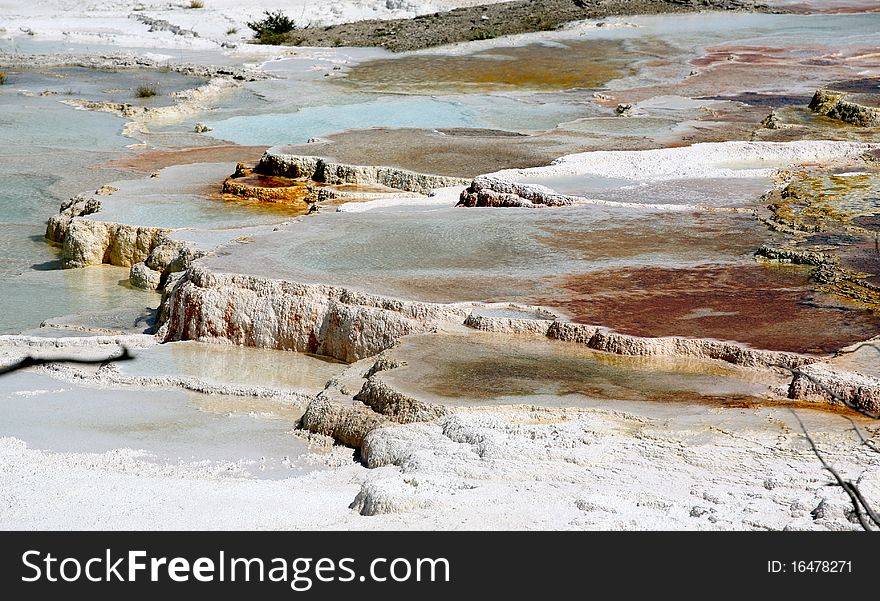 Terraces Mammoth hot spring yellow stone national park. Terraces Mammoth hot spring yellow stone national park