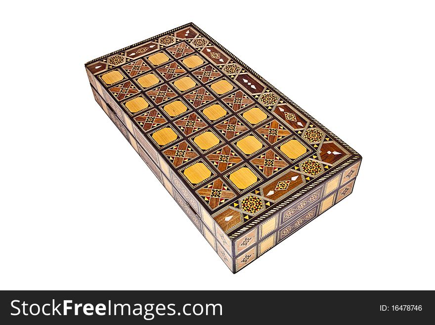 Closed backgammon box isolated on a white background