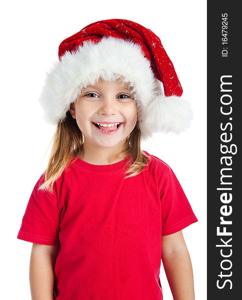 Cute little girl in claus hat