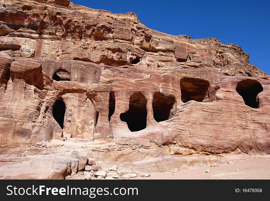 Scenery of the famous ancient site of Petra in Jordan. Scenery of the famous ancient site of Petra in Jordan.