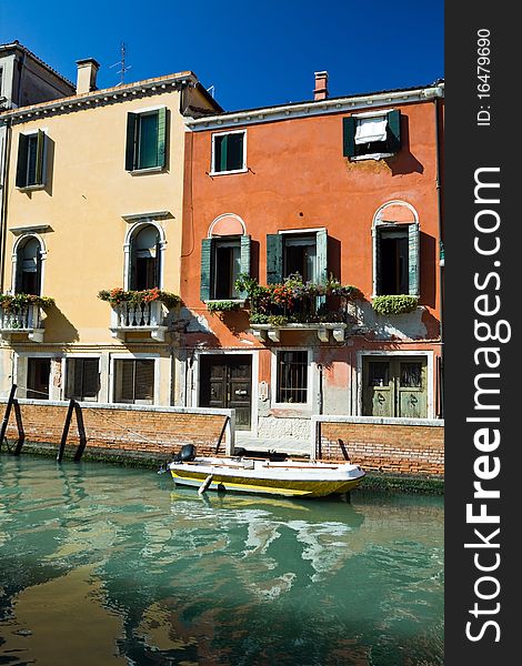 Canals and boats in Venice, Italy. Canals and boats in Venice, Italy