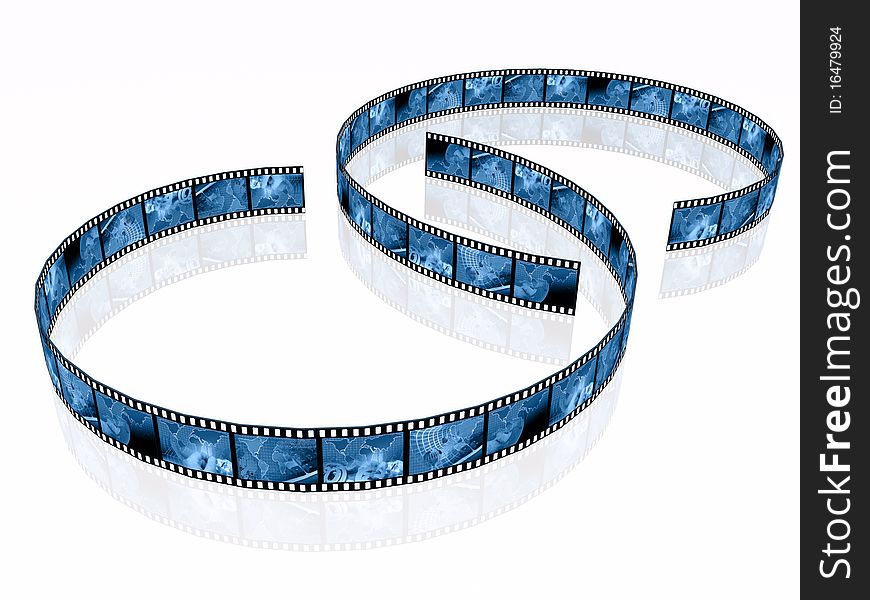 Film roll with pictures in blues (communication). Film roll with pictures in blues (communication).