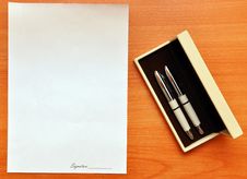 Pens And Blank Paper For Signature Royalty Free Stock Photo Pens And Blank Paper For Signature Royalty Free Stock Photo