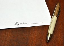 Pen And Blank Paper For Signature Stock Photo Pen And Blank Paper For Signature Stock Photo