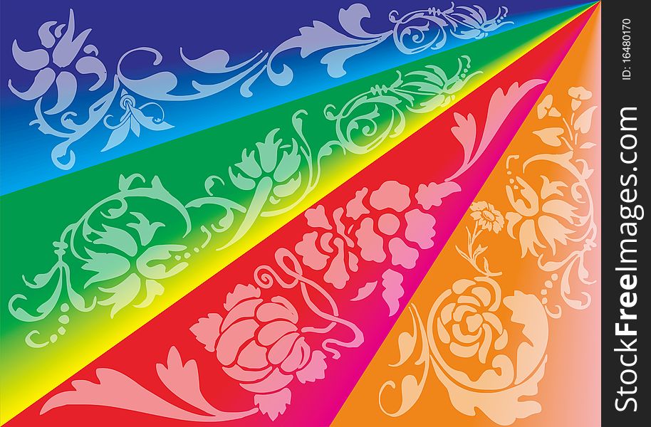 Illustration background motif of four colors with flower pattern. Illustration background motif of four colors with flower pattern