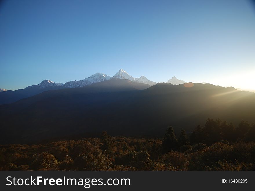 Snow and mountains in Nepal