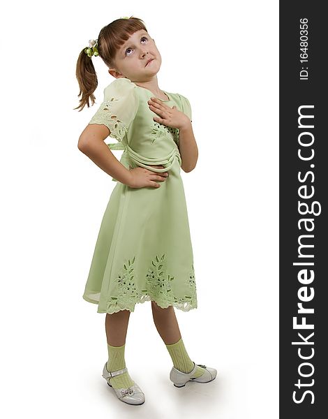Little girl to the Full Length Gesturing on a white background. Little girl to the Full Length Gesturing on a white background.