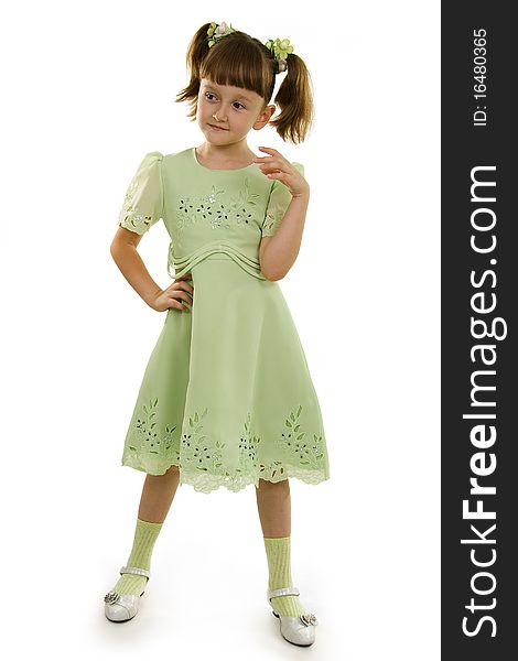 Little girl to the Full Length Gesturing on a white background. Little girl to the Full Length Gesturing on a white background.
