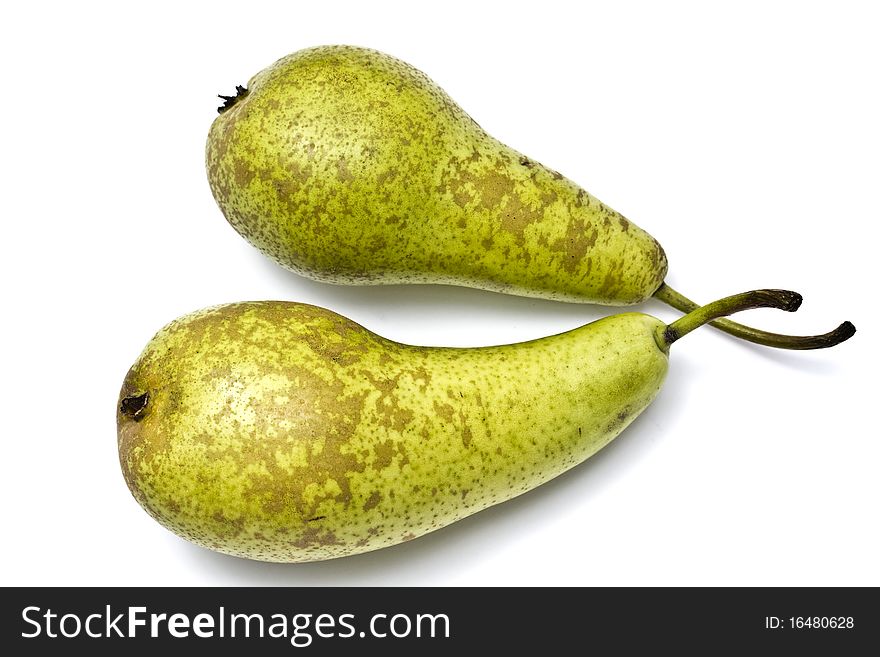 Green pears isolated on white background