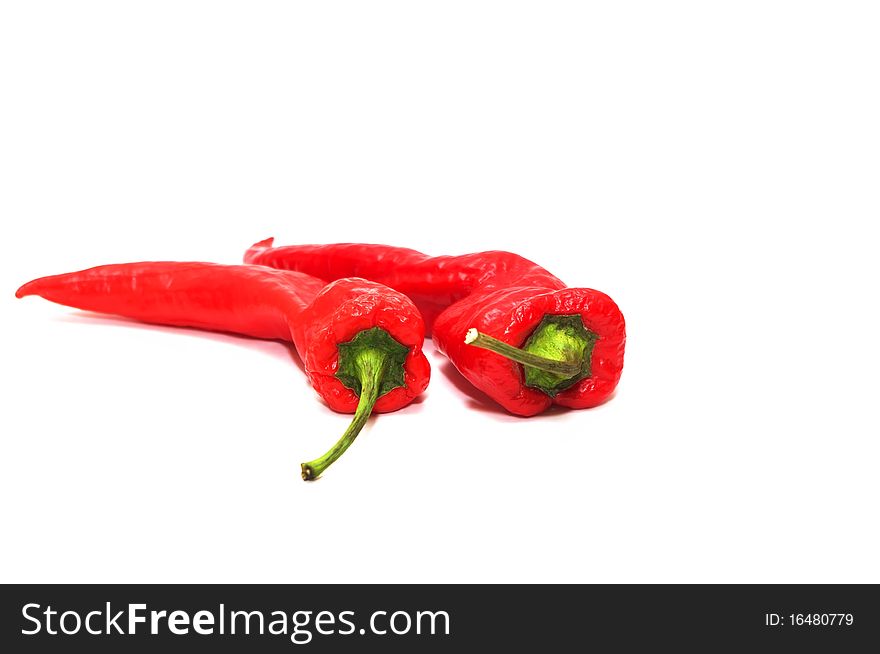 Photo of the red peppers on white background