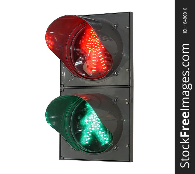 Traffic light for pedestrians separately on a white background