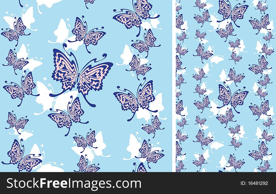 Seamless background with butterflies for design. No gradient