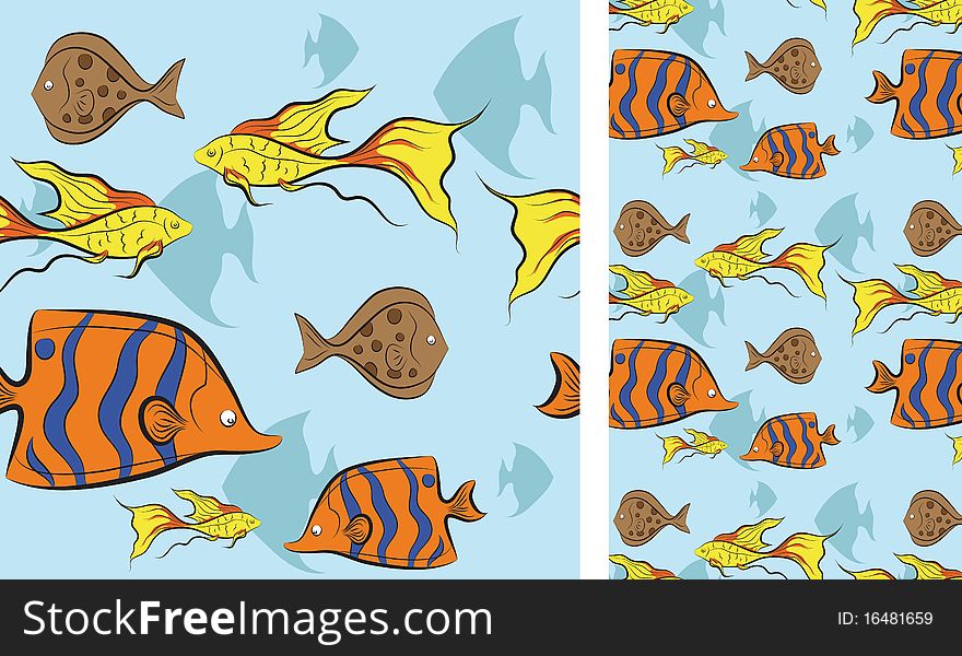 Tropical fish swim under water for design. No gradient. Tropical fish swim under water for design. No gradient