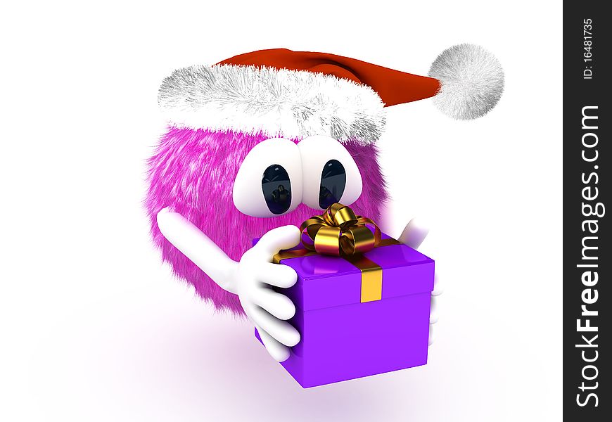 Cartoon Character With Present