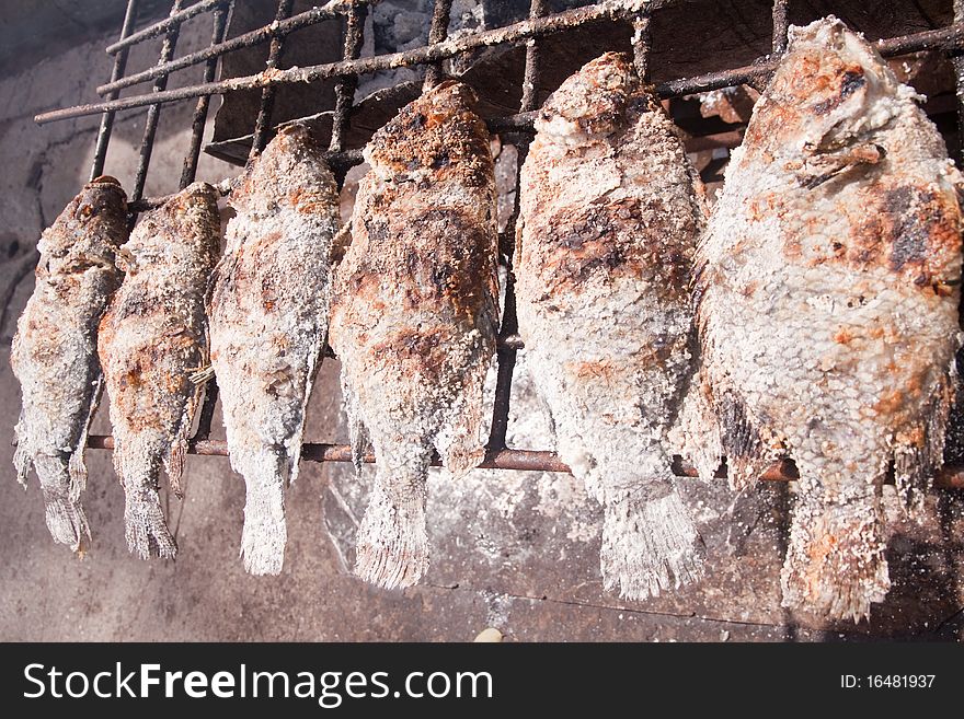Grilled fish is tilapia in Thailand. Grilled fish is tilapia in Thailand.
