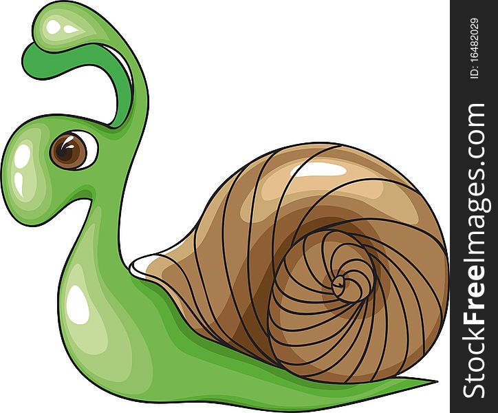 Green Snail. Illustration for design. No gradient.