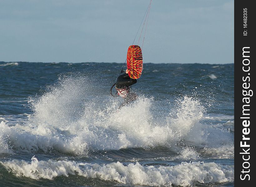 Kitesurfer in the North sea