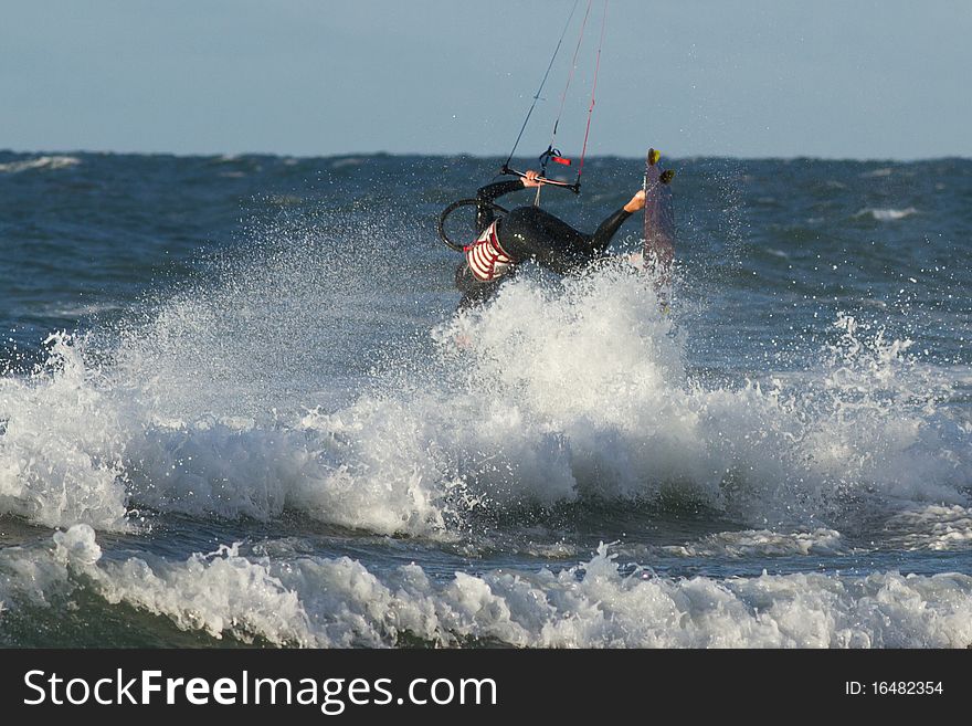 Kitesurfer in the North sea