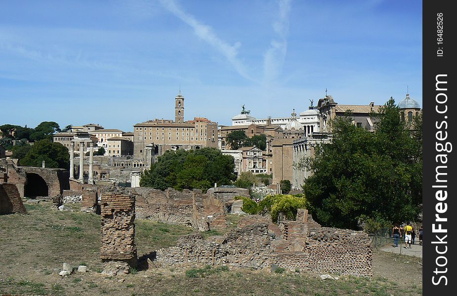 Rome - view of Forum Romanum ruins. Rome - view of Forum Romanum ruins